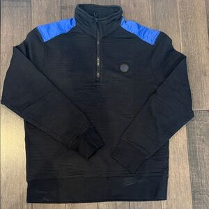 Michael Kors Men’s Quarter-Zip Pullover - Black with Blue Accents - Size M